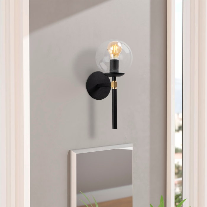 Opviq Gondol - 3042 Lámpara de pared negra con tapa de cristal